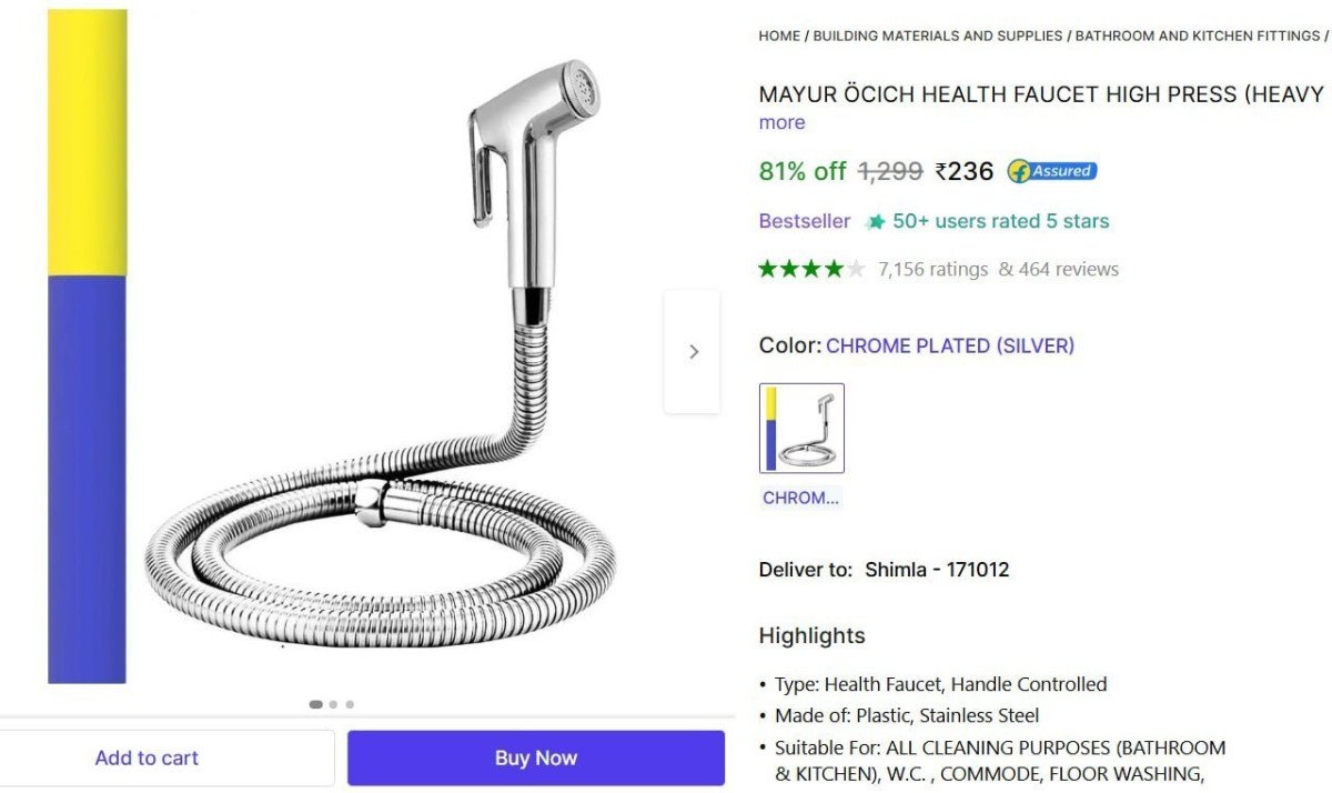 Hand Shower For Toilet Rs 236