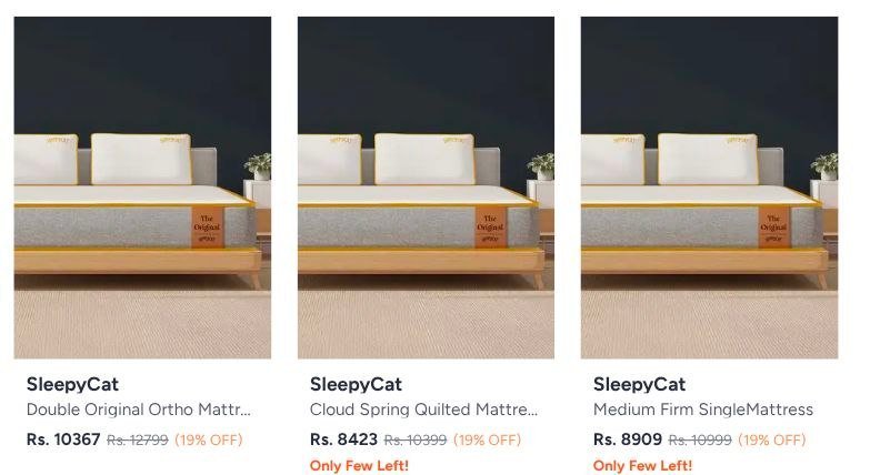 Myntra Mattress Mega Sleep In Comfort Sleepycat Foam Single Mattress Starting From 7000 Sleepyhead Double Dual-sided Mattress