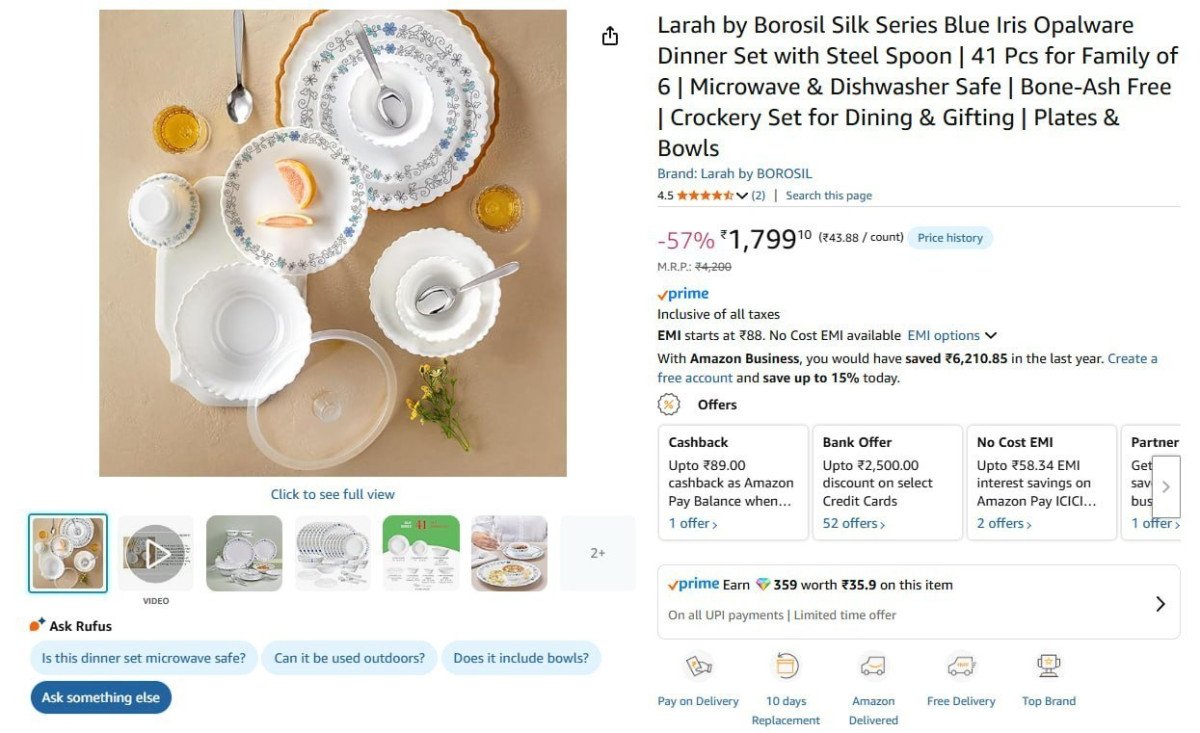 Pcs For Family Of 6 1799