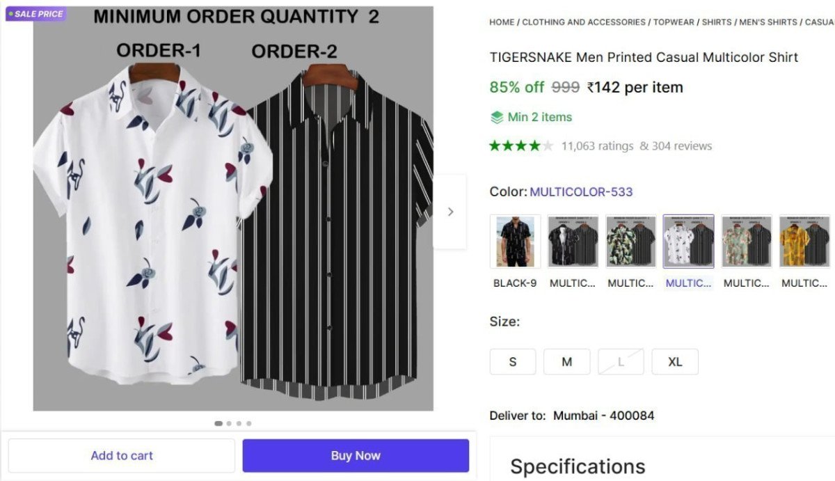 Men S Printed Casual Multicolor Shirt 142 Min Buy - 2