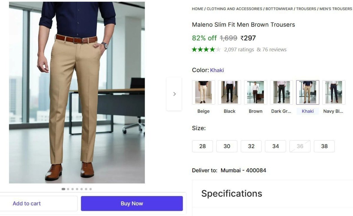 Men Slim Fit Brown Trousers 297