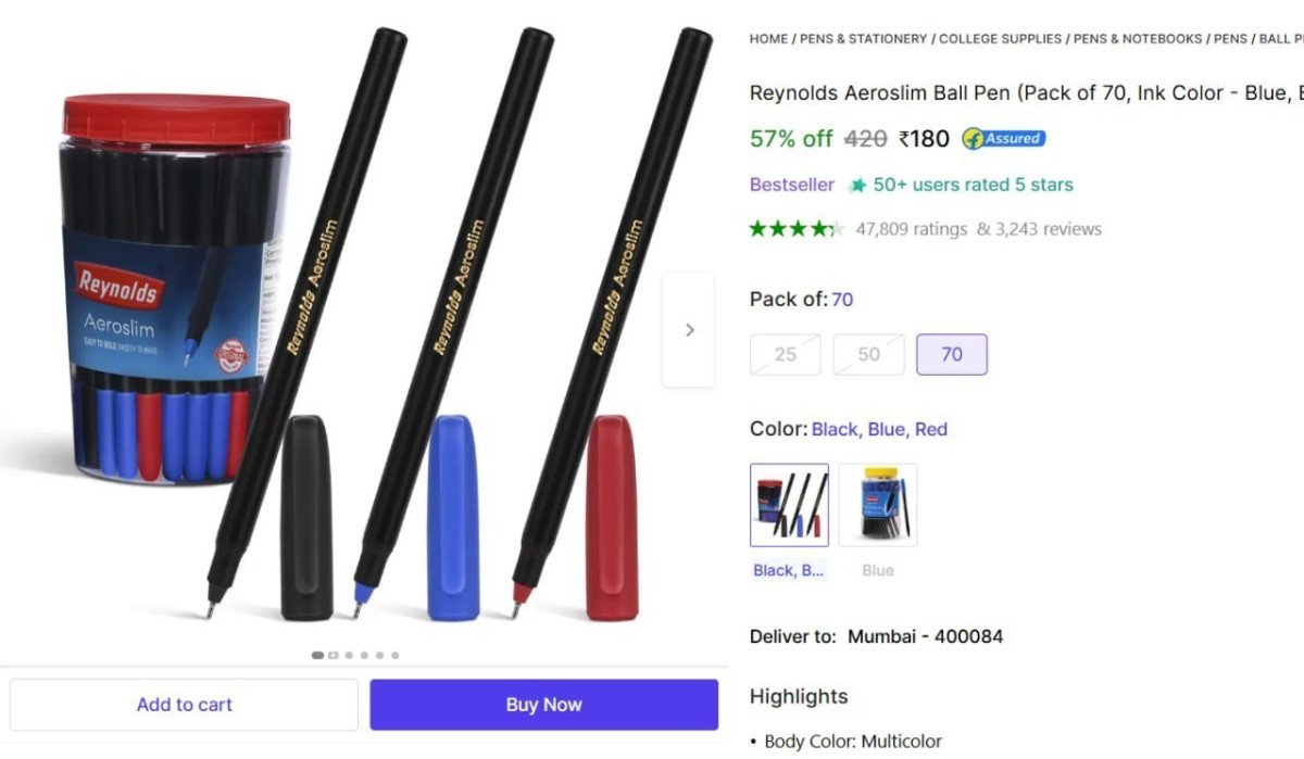 Reynolds Ball Pen (70pcs) At 180