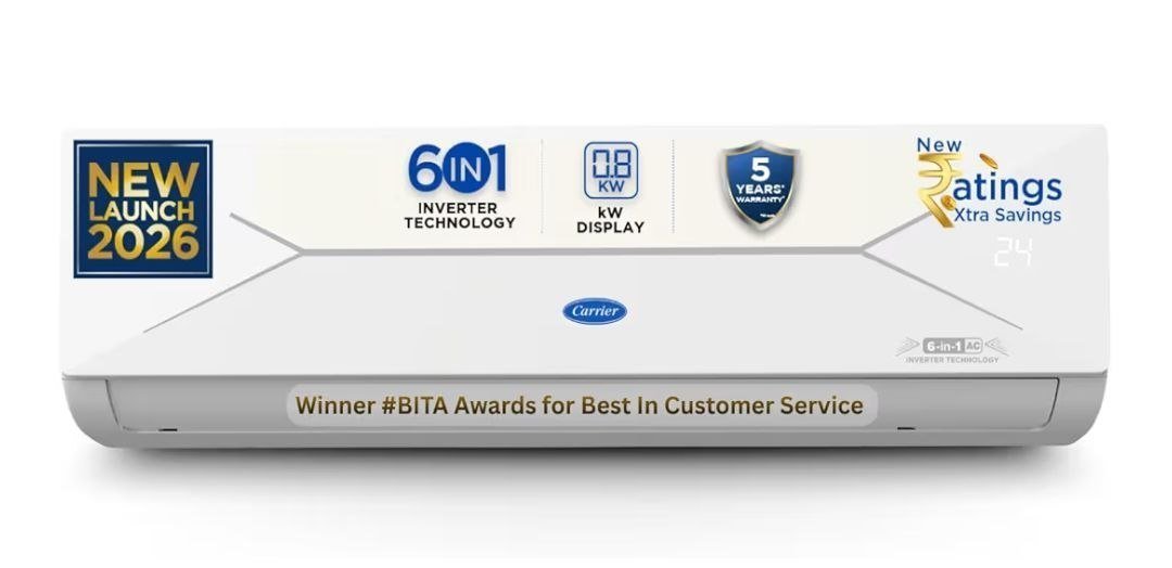 Carrier 1 5 Ton 5 Star New Star Rated Flexicool Inverter Split Ac (copper Convertible 6-in-1 With Smart Energy Display Insta Cool Auto Clean And Pm 2 5 Filterdeal 36490 Reg
