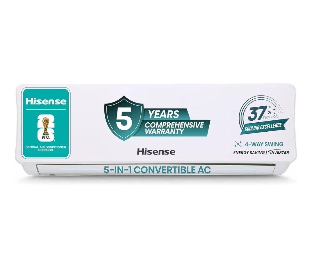 Hisense 1 5 Ton 3 Star Inverter Split Ac(copper 5-in-1 Convertible With Intelligent 4 Modes 24 990