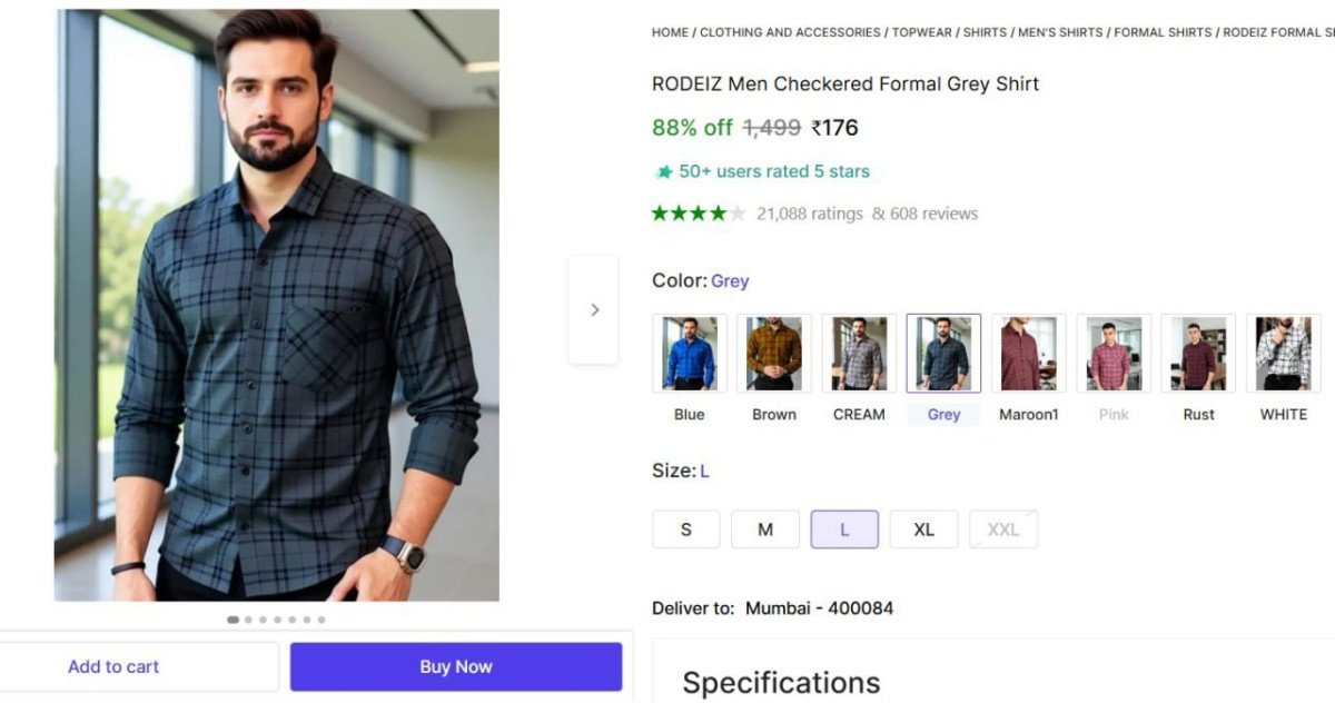 Men Checkered Formal Grey Shirt 176