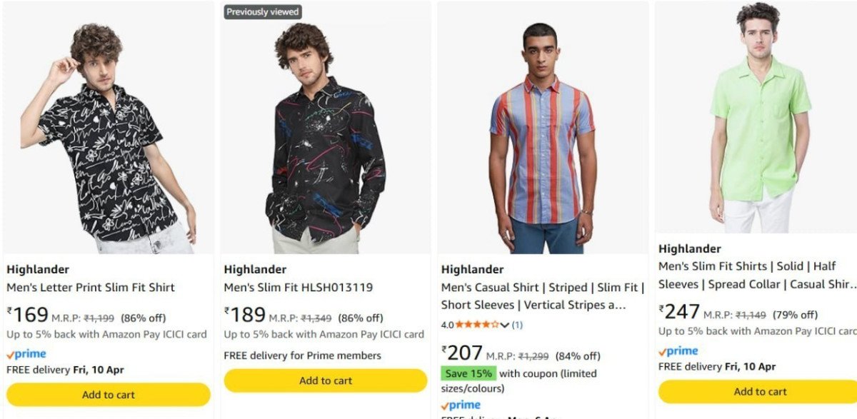 Men Shirt From Rs 169