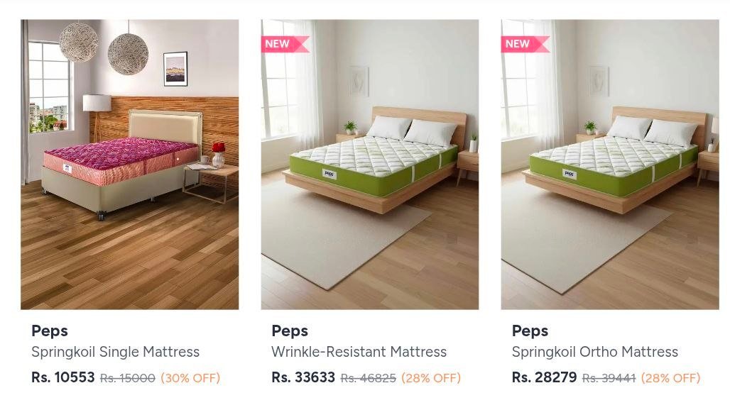 Myntra Mattress Mega Best Prices Live Peps Springkoil Single Mattress Starting 10 000 Sleepyhead Double Dual-sided Mattress
