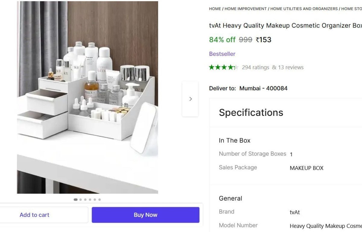 Makeup Cosmetic Organizer Box Rs 153