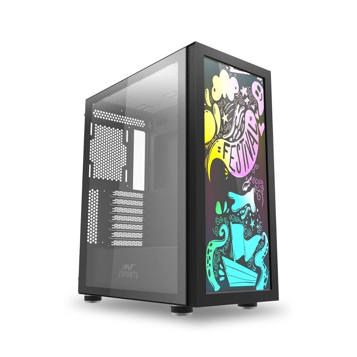 Grab 2 879reg 3 199ant Esports Graffiti Mid- Tower Computer Case Gaming Cabinet - Black