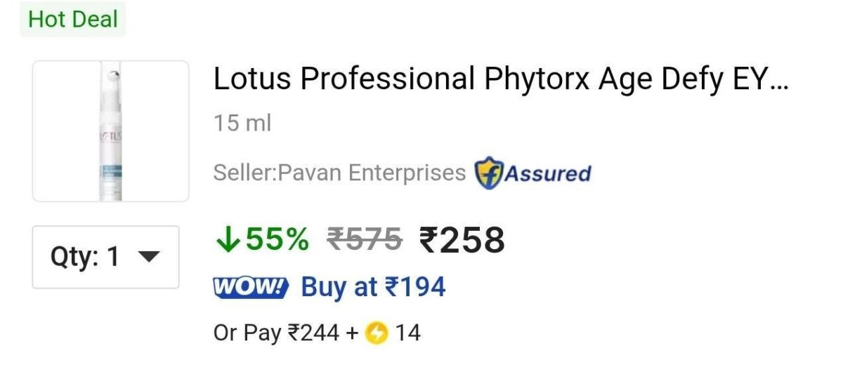 Fast Lotus Professional Phytorx Eye Controur Creme -15ml 258 Regular 500