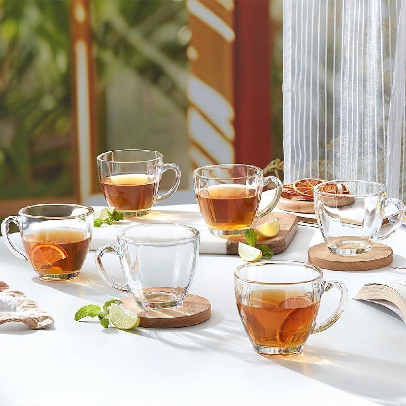 Borosil 200ml Oasis 6pc Mug Set Made In India Borosilicate Glass Cup Set 357