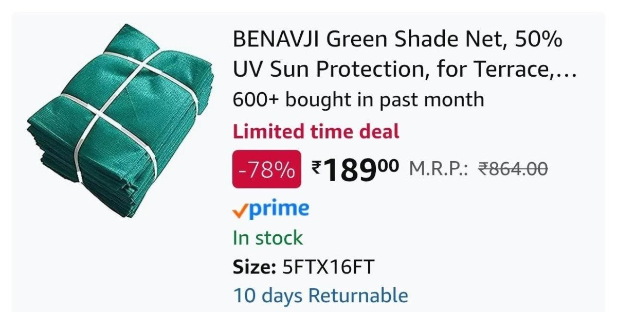 Buy Fast 189 Balcony Garden Multipurpose Green Shade Net