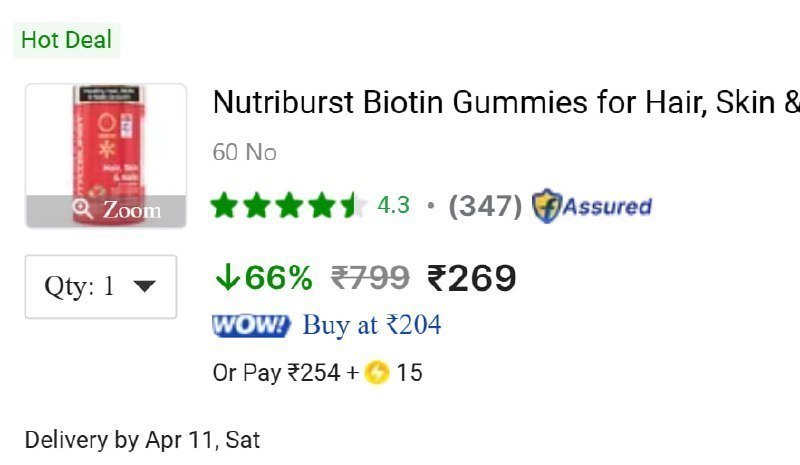 Nutriburst Biotin Gummies (60 Gummies) 269