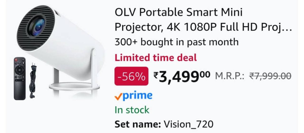 Grab Olv 1080p Smart Hd Portable Projector At 3499