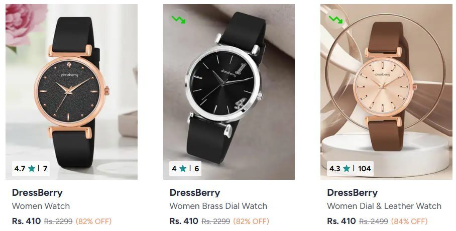 Myntra Loot 75 On Watches Dressberry Women Watches From 410 - Wrogn Men Wat