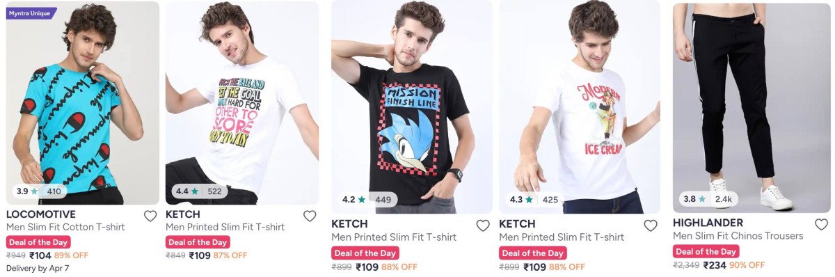 Myntra Loot Ketch Locomotive Highlander Clothing Starts 104 Tshirts From 104 Shirts Trousers Jeans Jackets Sweatshirts Trackpants Shorts
