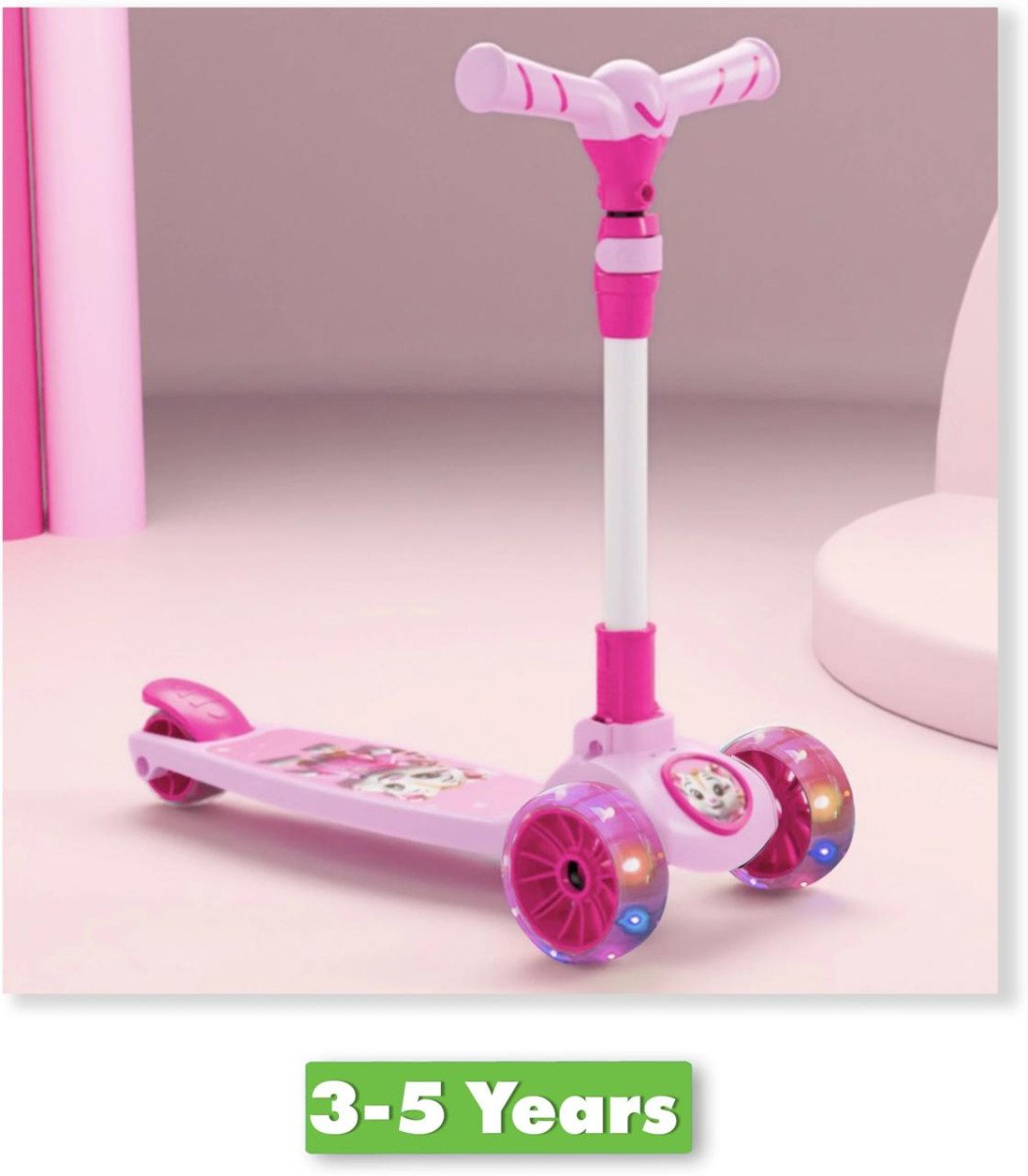 Miss Chief Spartan Tiger - 3 Wheel Kick Scooter Foldable With Led Wheels Adjustable Height (pink) 749