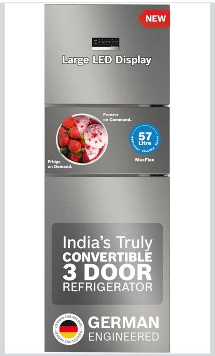 Bosch 303l 3 Star Maxflex Convert Frost Triple Door Refrigerator 8-in-1 Convertible Storage Modes 26 240