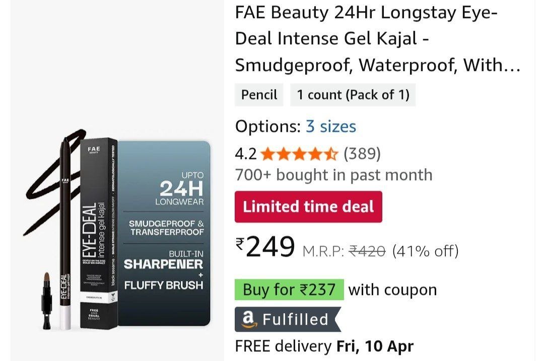 Fae Beauty 24hr Intense Gel Kajal 236 Apply 5 Coupon