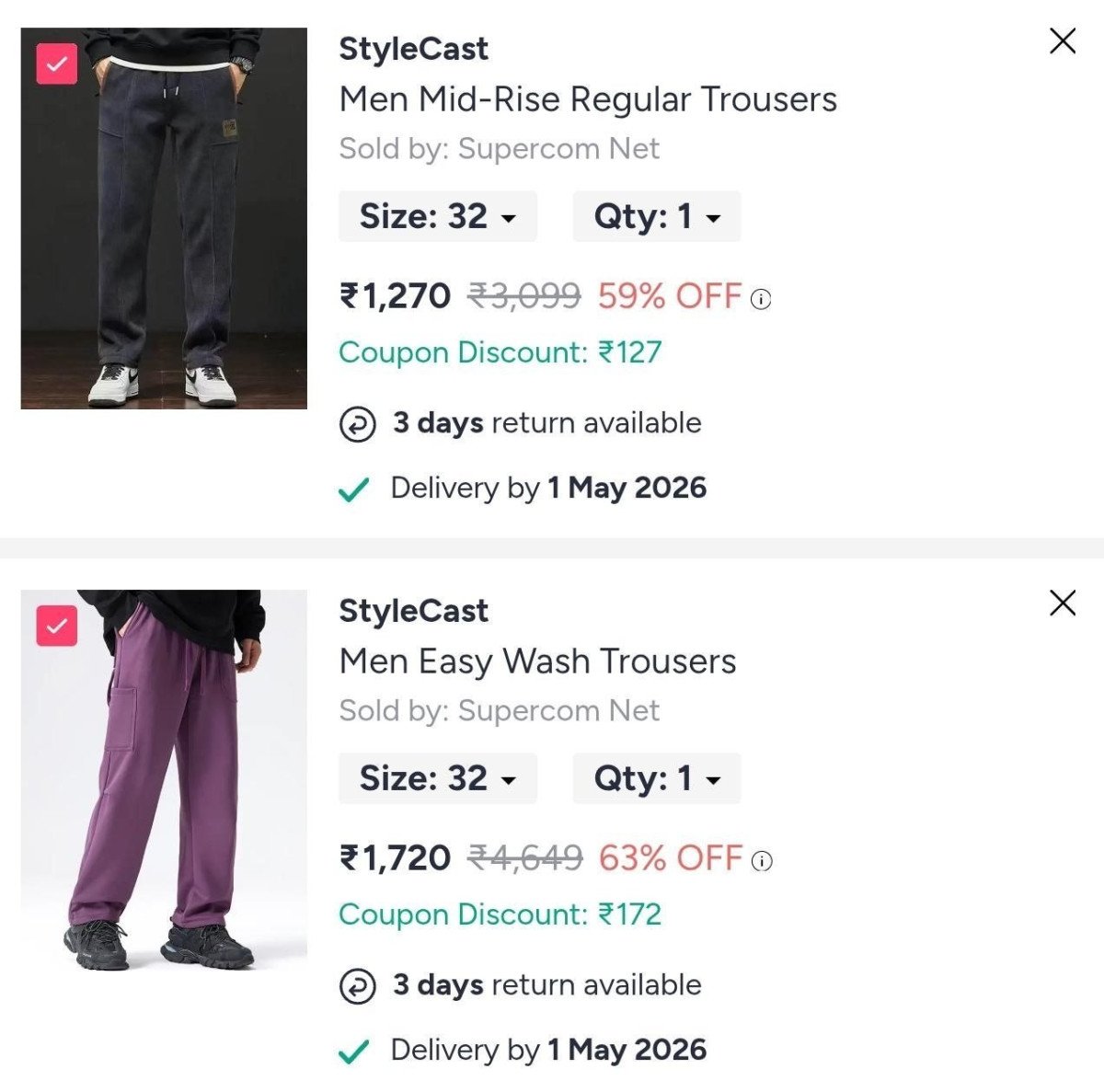 Loot Stylecast Men S Trousers 1279 1720 Regular 2500