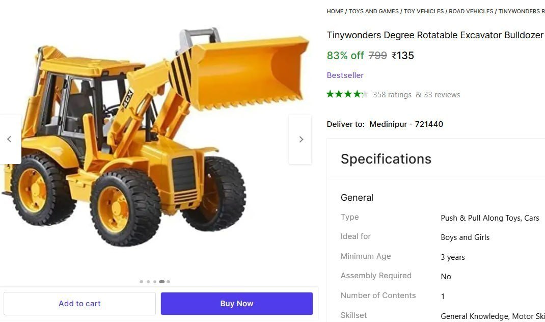 Bulldozer Toy (movable) At 135