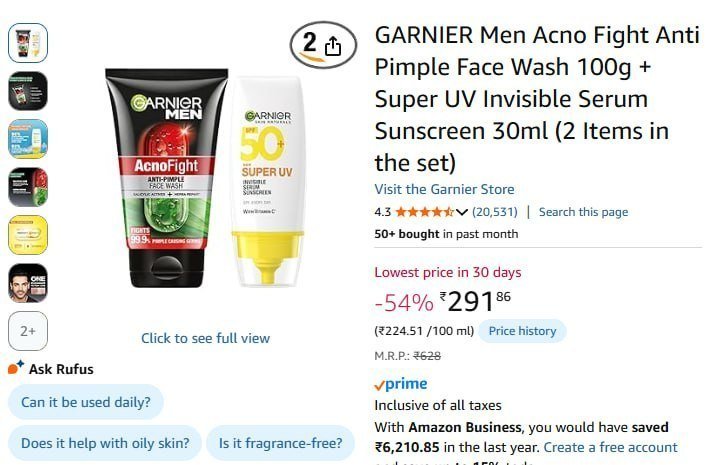Garnier Men Facewash 100g Sunscreen 30 Ml 291