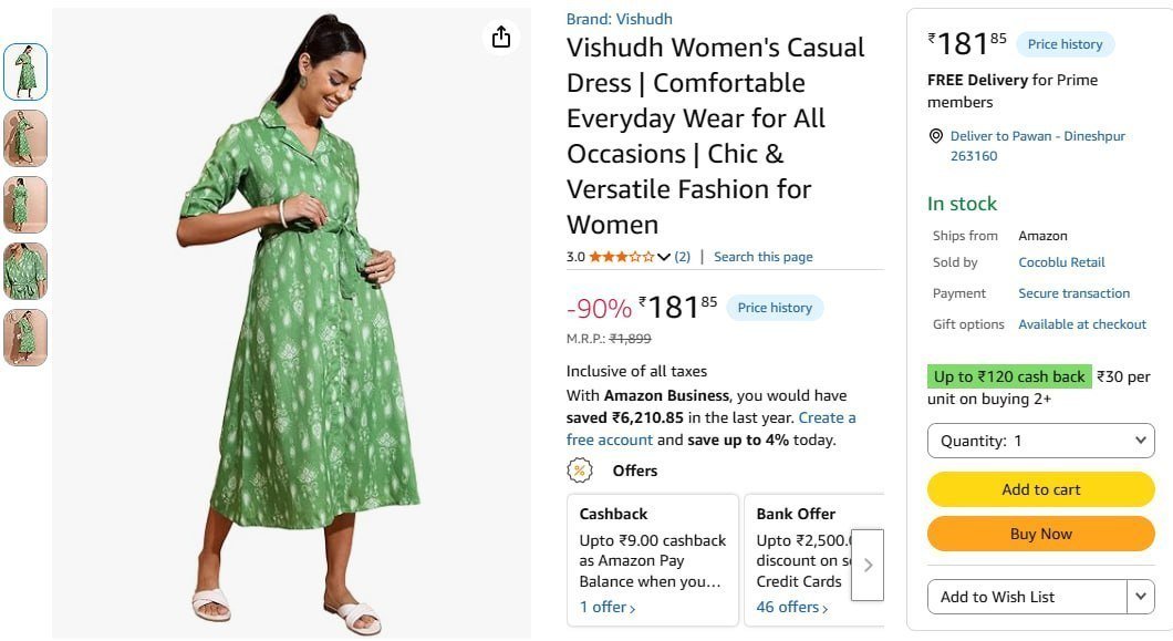 Vishudh Women S Casual Dress 181