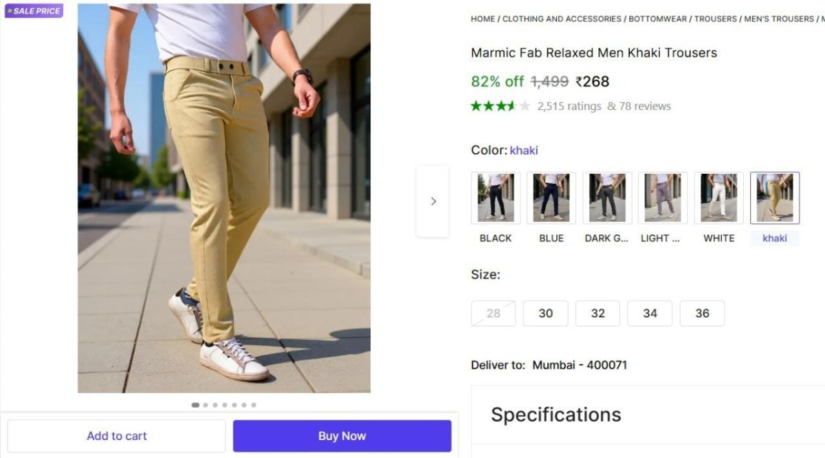 Men S Khaki Trousers 268