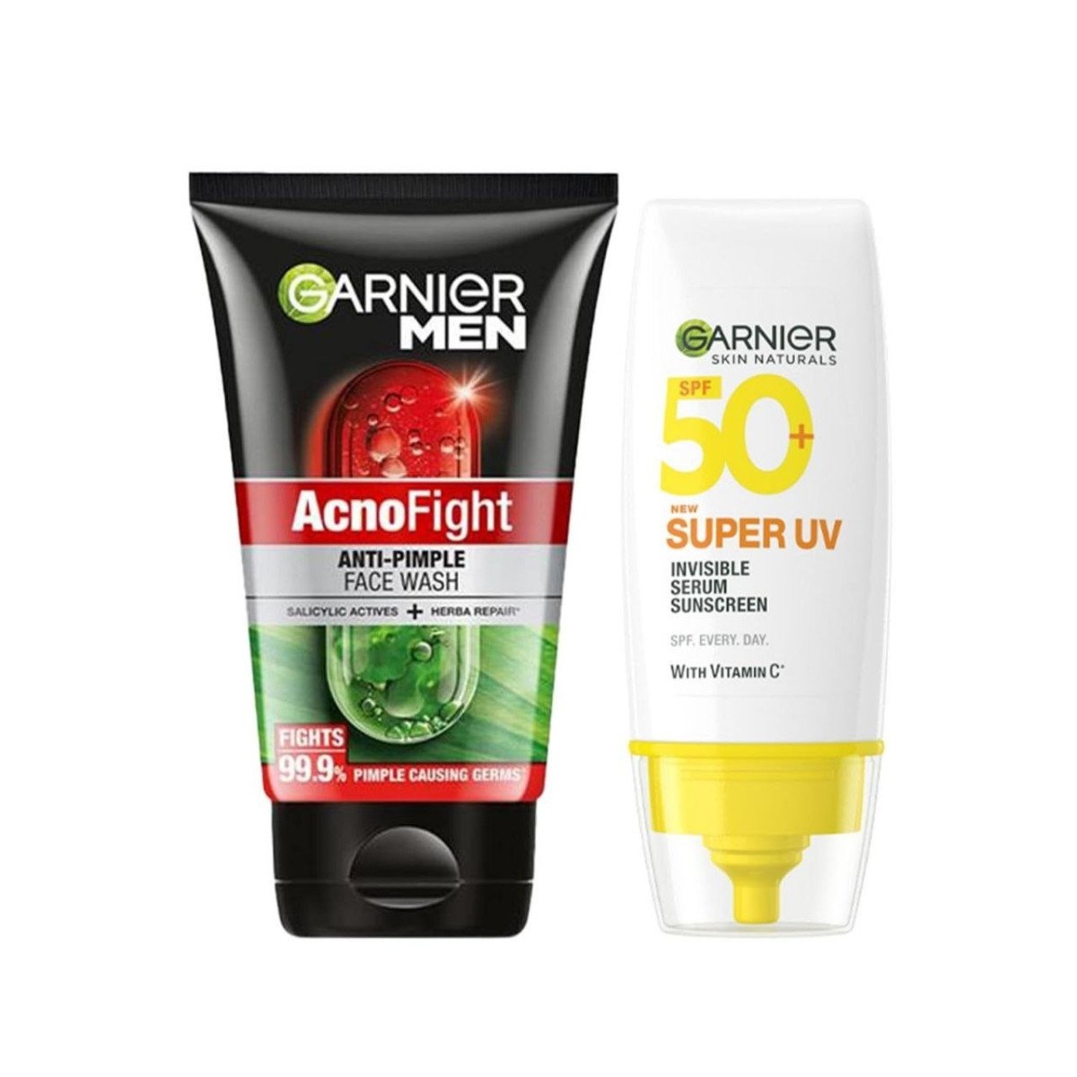 Garnier Men Acno Fight Anti Pimple Face Wash 100g Super Uv Invisible Serum Sunscreen 30ml 291