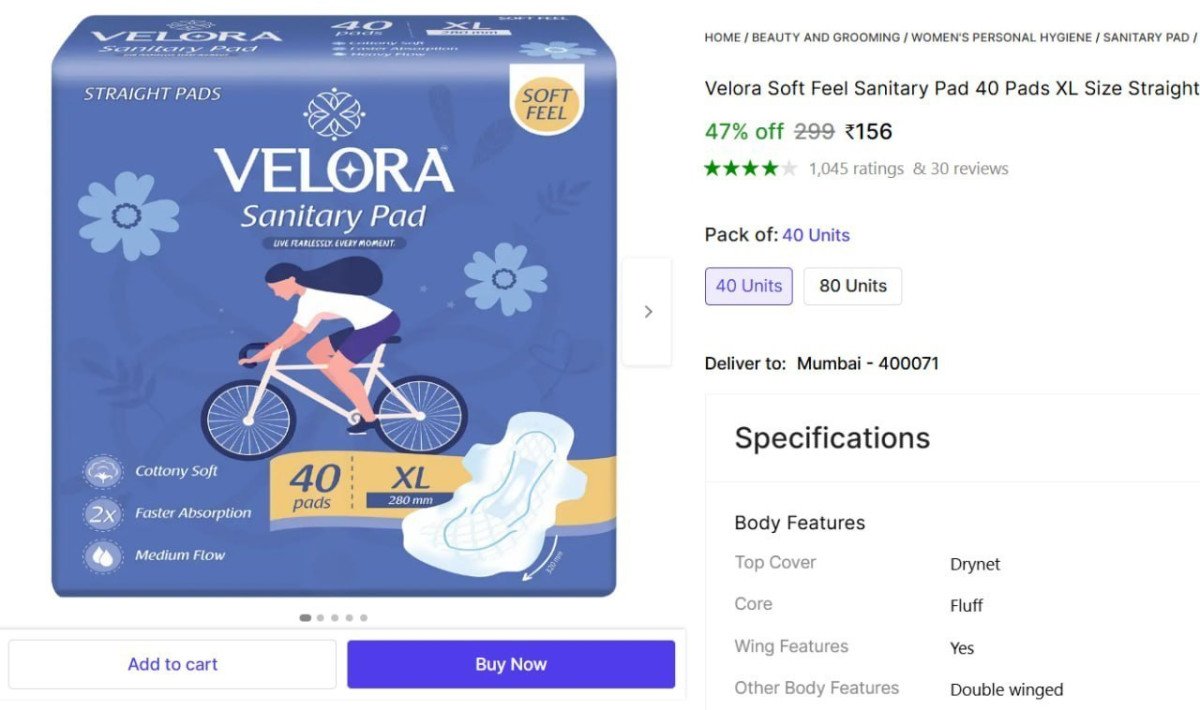 Sanitary Pads Xl Size 156