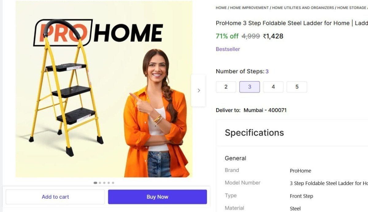 Step Foldable Steel Ladder For Home 1 428