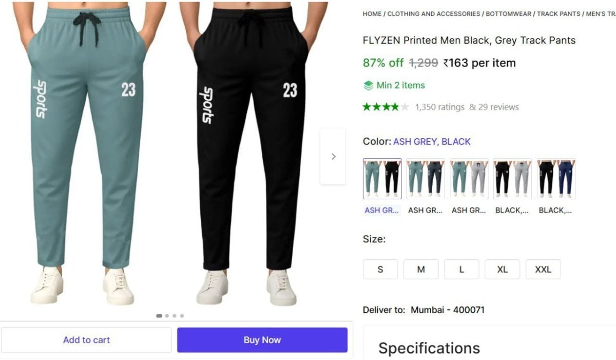 Men Solid Track Pants 163 Min 2 Buy