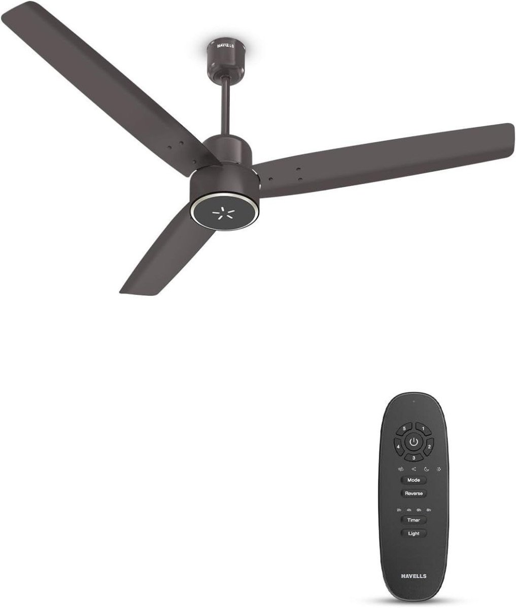 Havells Fab Bldc Uled Ceiling Fan 1200mm 5 Star Led Speed Indicator 380 Rpm Up To 65 Savings Reverse Rotation 4 Speed Modes Low Wattage 30w Low Noise Air Flow 225 Cmm 3 Year Warranty Cocoa Brown