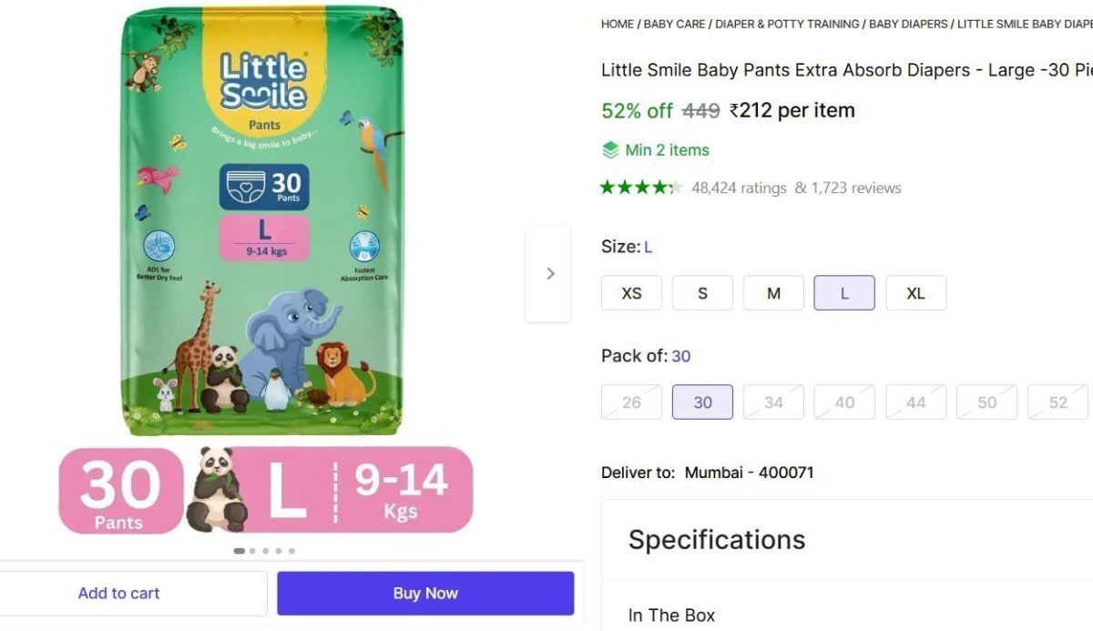 Diapers - Large -30 Pieces - L (30 Pieces) 212