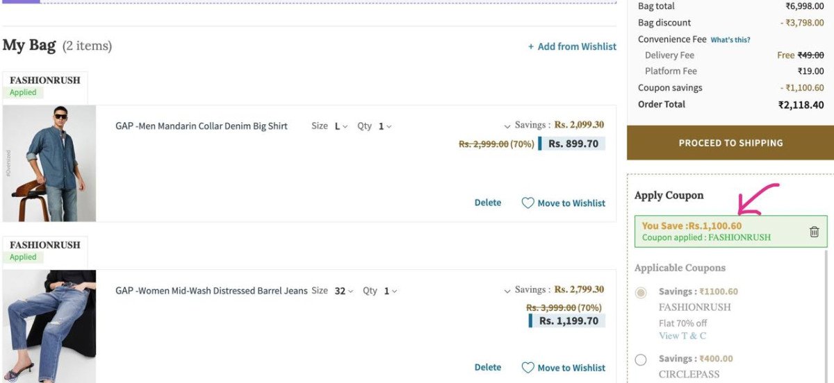 Ajio Loot Gap Clothing At Flat 70 Apply Coupon Fashionrushmen S Women S