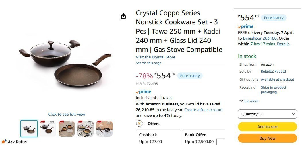 Nonstick Cookware Set Of 3 Pcs 554