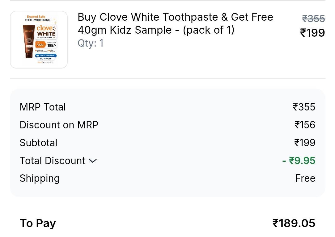 Grab Clove White Toothpaste Kidz Toothpaste 189 Pay Via Upi Get Extra 5 Kidz Toothpaste On Every Order Get 2000 Worth Family Dental Health Plan Fre