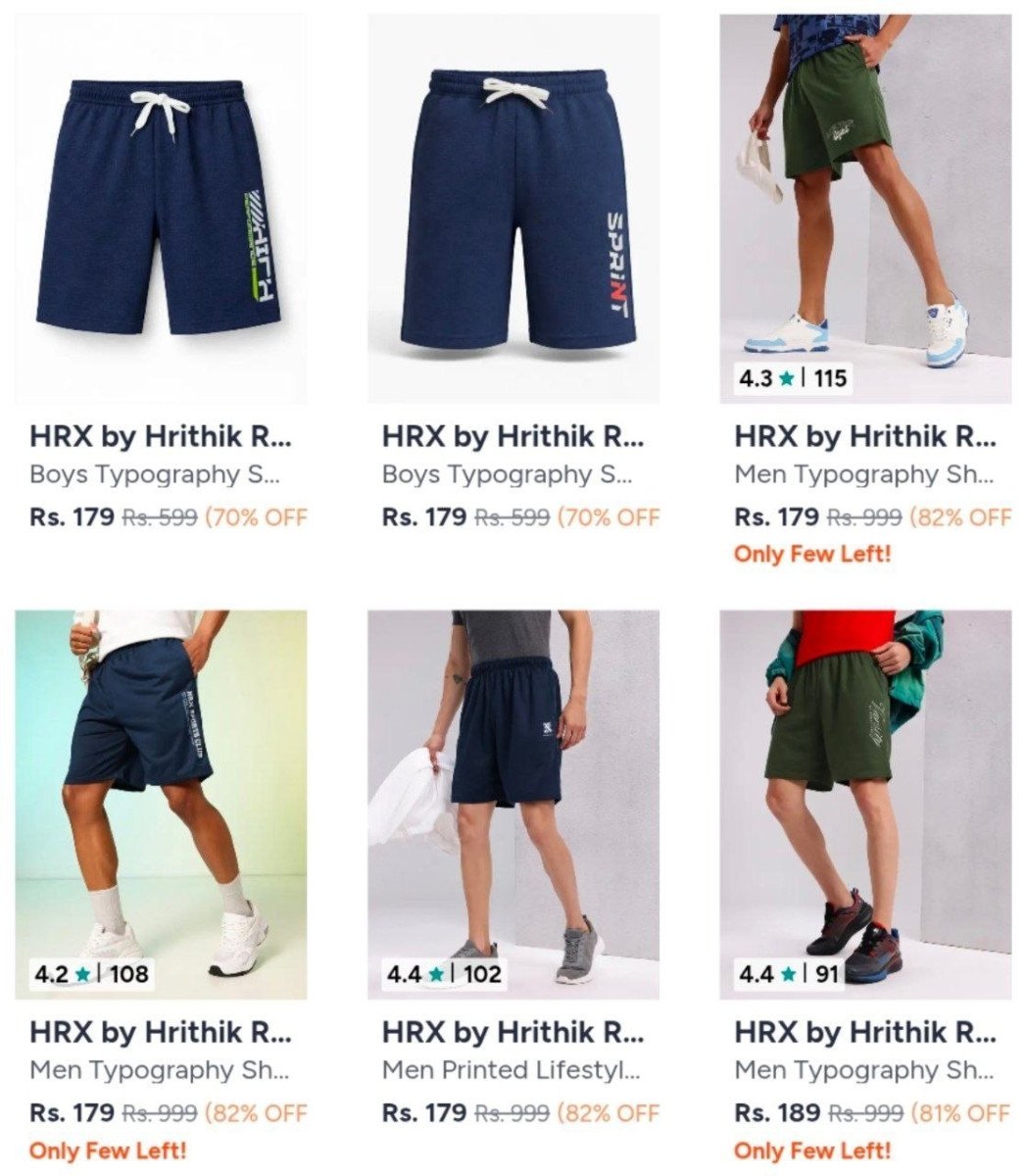 Grab From 179hrx By Hrithik Roshan Shorts