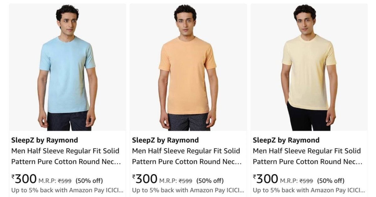 Raymond Men Cotton T-shirt Flat 50 Starts Rs 300