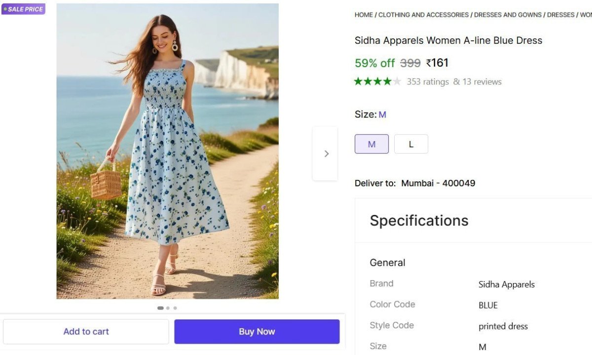 Women A-line Blue Dress 161