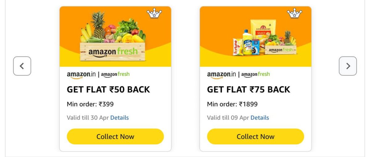 Amazon Fresh Cashback Offers75 Cashback On 1899 Order50 Cashback On 399 Ordercollect Best Suggestions Fresh Deals Starting 1 Link 1 Link 2 70 Masterli