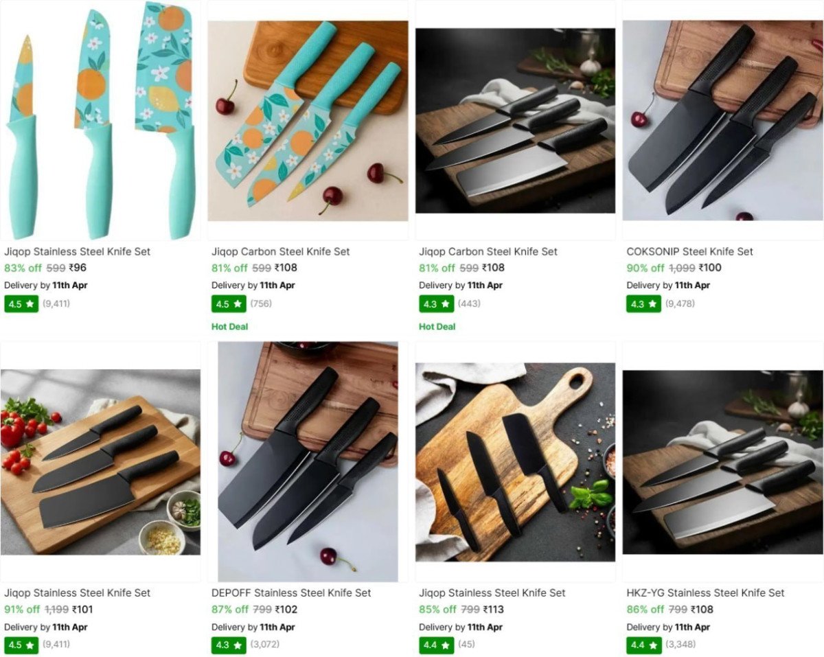 Stainless Steel Knife Set (pack Of 3) 96