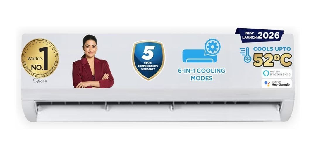 Midea 1 5 Ton 5 Star Wi-fi Ai Inverter Split Ac (copper Convertible 6-in-1 With Smart Wi-fi Turbo Mode Auto Clean Hd Pm 2 5 Filter New 33490 Reg 369904500 With Hd