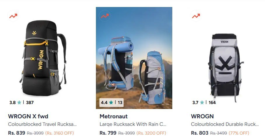 Myntra Men S Rucksack 899 Women S Necklace And Chains Under 99 Women S Earrings Under 199 Women S Rings Under 99 Men S Bracelet Under 199 Women S Bracelet Und