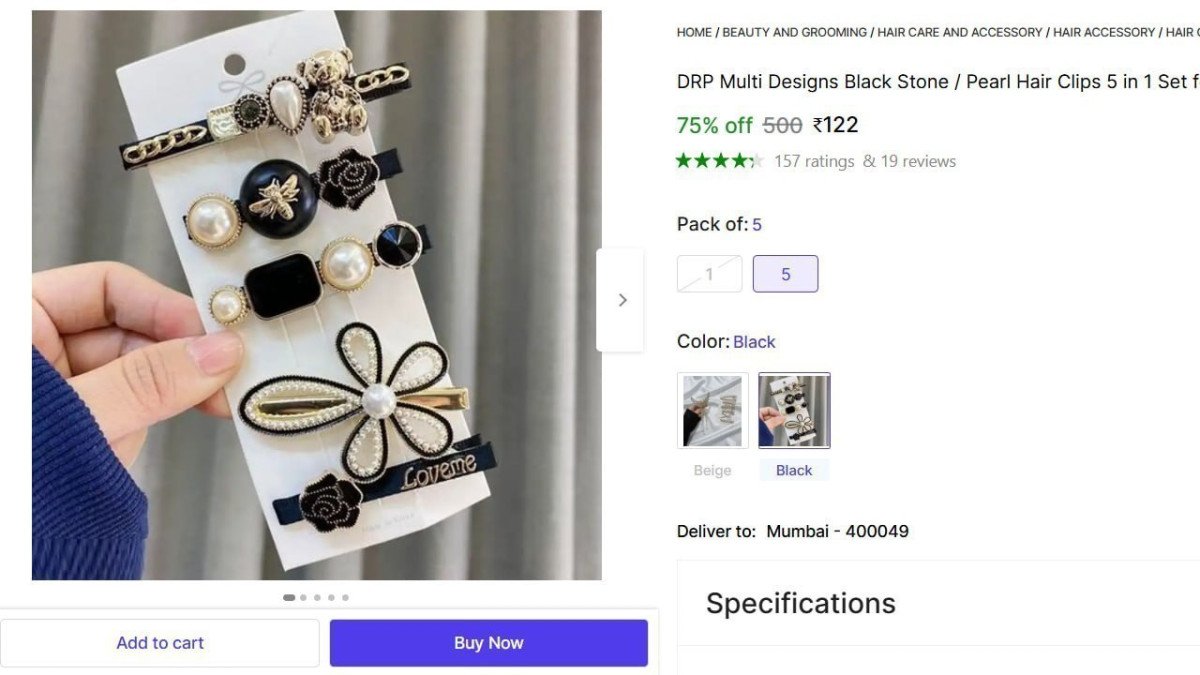 Shopsy Women Alligator Hair Clip (pack Of 5) 122 More