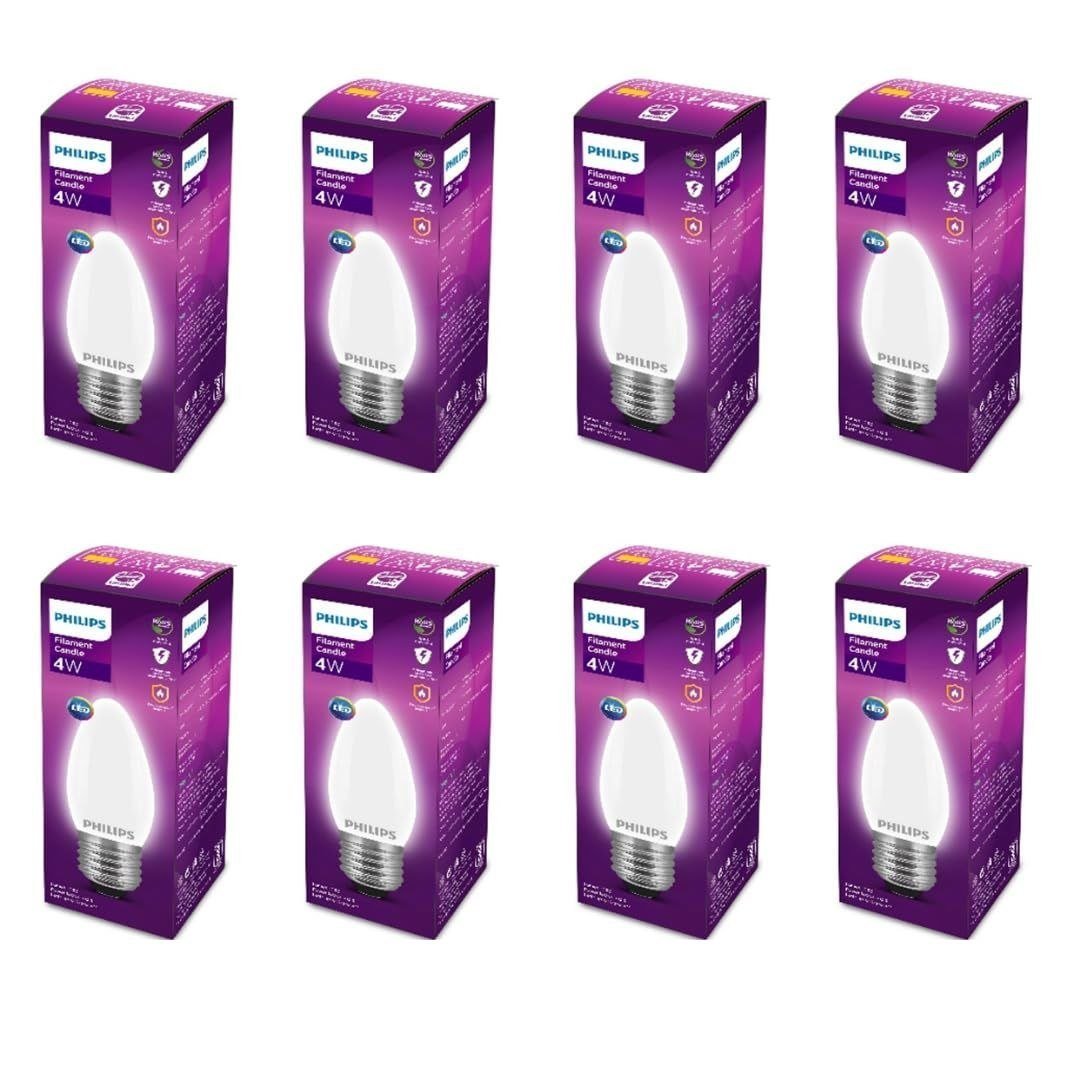 Philips 4-watt Filament Candle Led Bulb - Pack Of 8