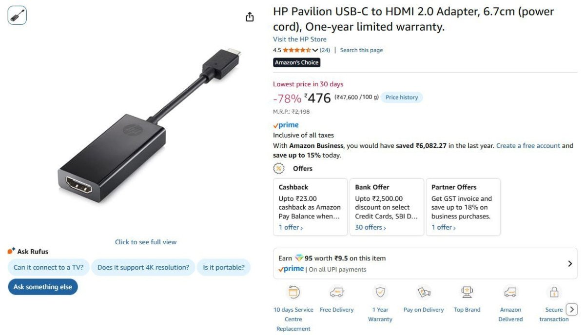 Hp Pavilion Usb-c To Hdmi 2 0 Adapter 476