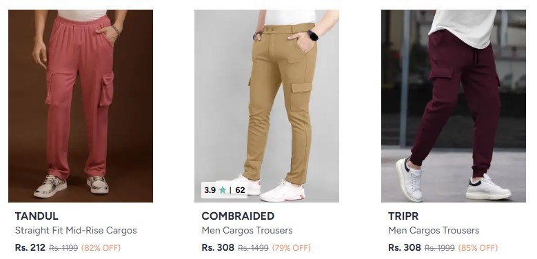 Myntra Branded Cargo Trousers Starts 308men Women