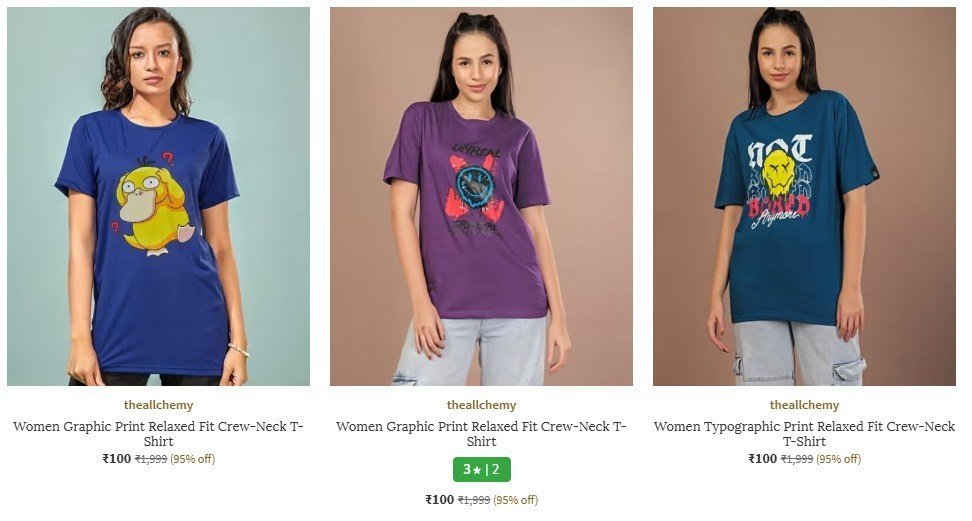 Ajio Loot 90 On Oversized T-shirtsmens Womens Polo T-shirts Jeans Branded I