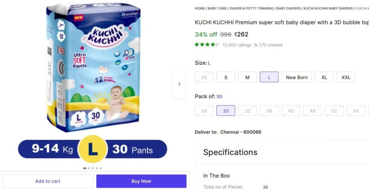 Baby Diaper L (30 Pants) 262